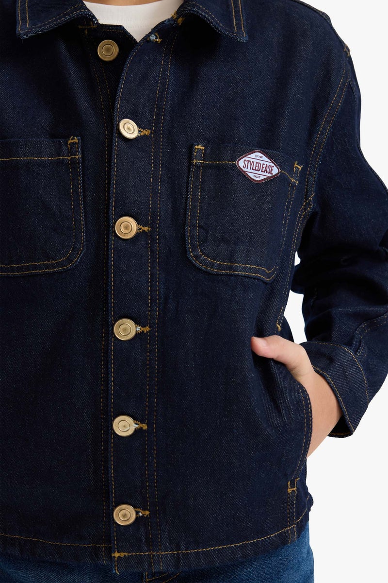 DeFacto Blue Boy Boy Denim Jacket Casual - Image 5